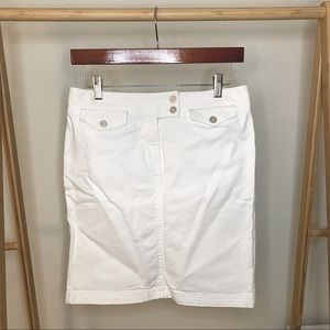 White Denim Pencil Midi Skirt, Ann Taylor LOFT, Size 2